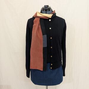 Silk feel Patchwork Scarf in Boho Earthy Neutrals